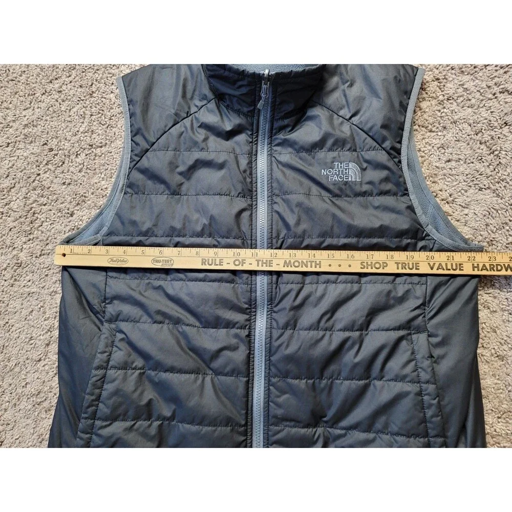 The North Face Men's L Trinity Reversible Puffer Fleece Vest Black Gray Full Zip